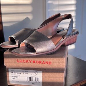 Lucky Saffiano D’ Orsay pewter sandals